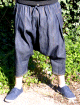Pantalon sarouel jeans bleu marine Al-Haramayn Deluxe (Taille S) - Modele Cordon et poche avec fermeture zip