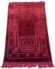 Grand tapis de luxe epais couleur Bordeaux avec dessins indiquant la direction de la qibla
