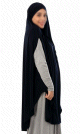 Grande cape - Hijab long de priere pour femme avec fentes - Couleur bleu nuit