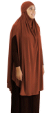 Grande cape - Hijab long de priere pour femme avec fentes - Couleur marron ambre