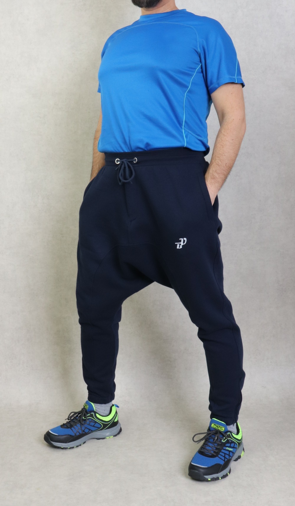Pantalon jogging Seroual léger poches zip blanches pour homme - Sarouel  Marque Best Ummah - Couleur Gris clair chiné