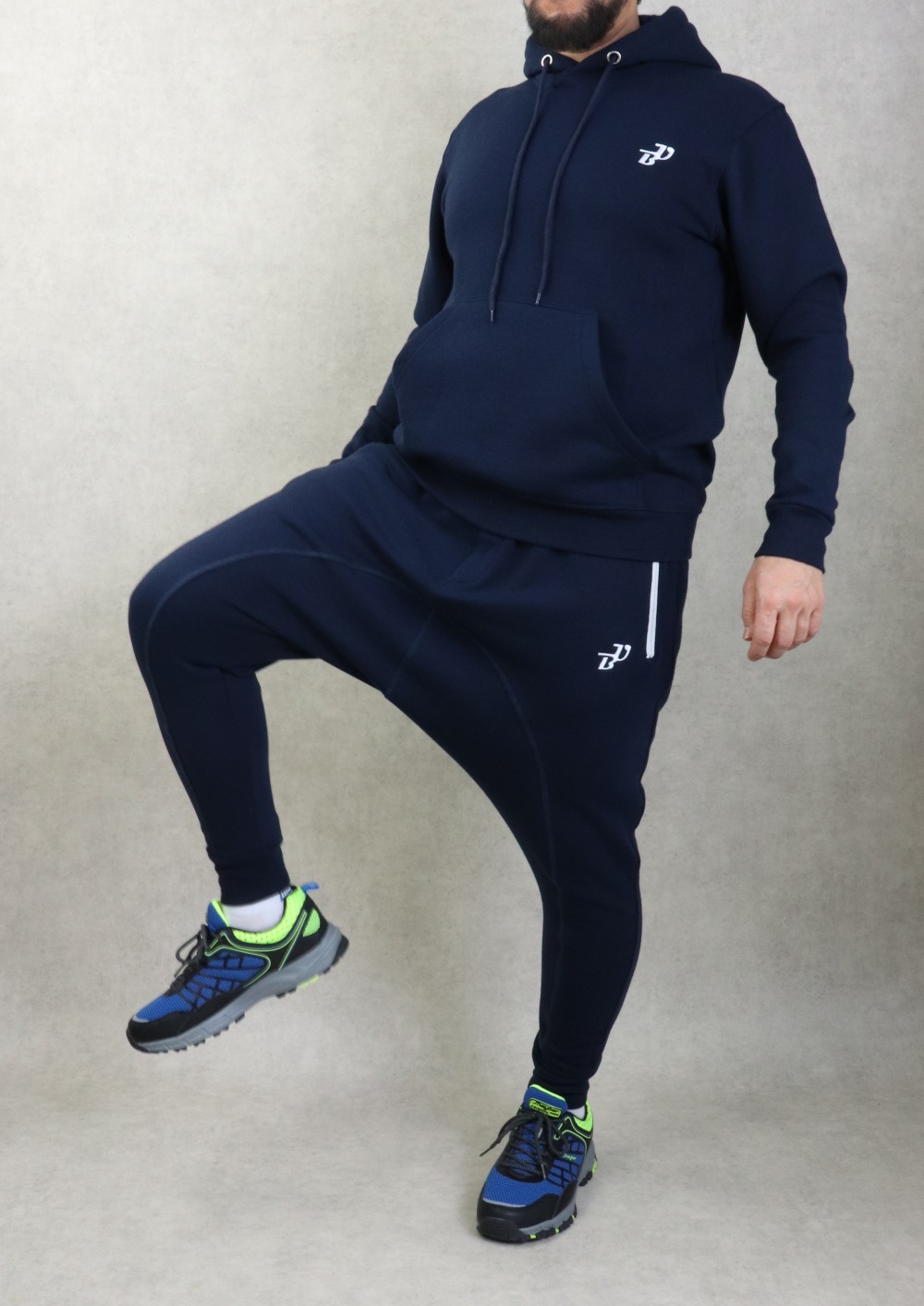 Pantalon jogging Seroual molletonné pour homme poches zip blanches