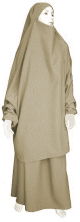 Jilbab deux pieces (Cape + Jupe) - Tissu de qualite superieure - Couleur beige camel