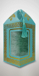 Boite doree avec pompon et son tapis assorti (idee coffrets cadeaux musulmans) - Couleur Bleu ciel